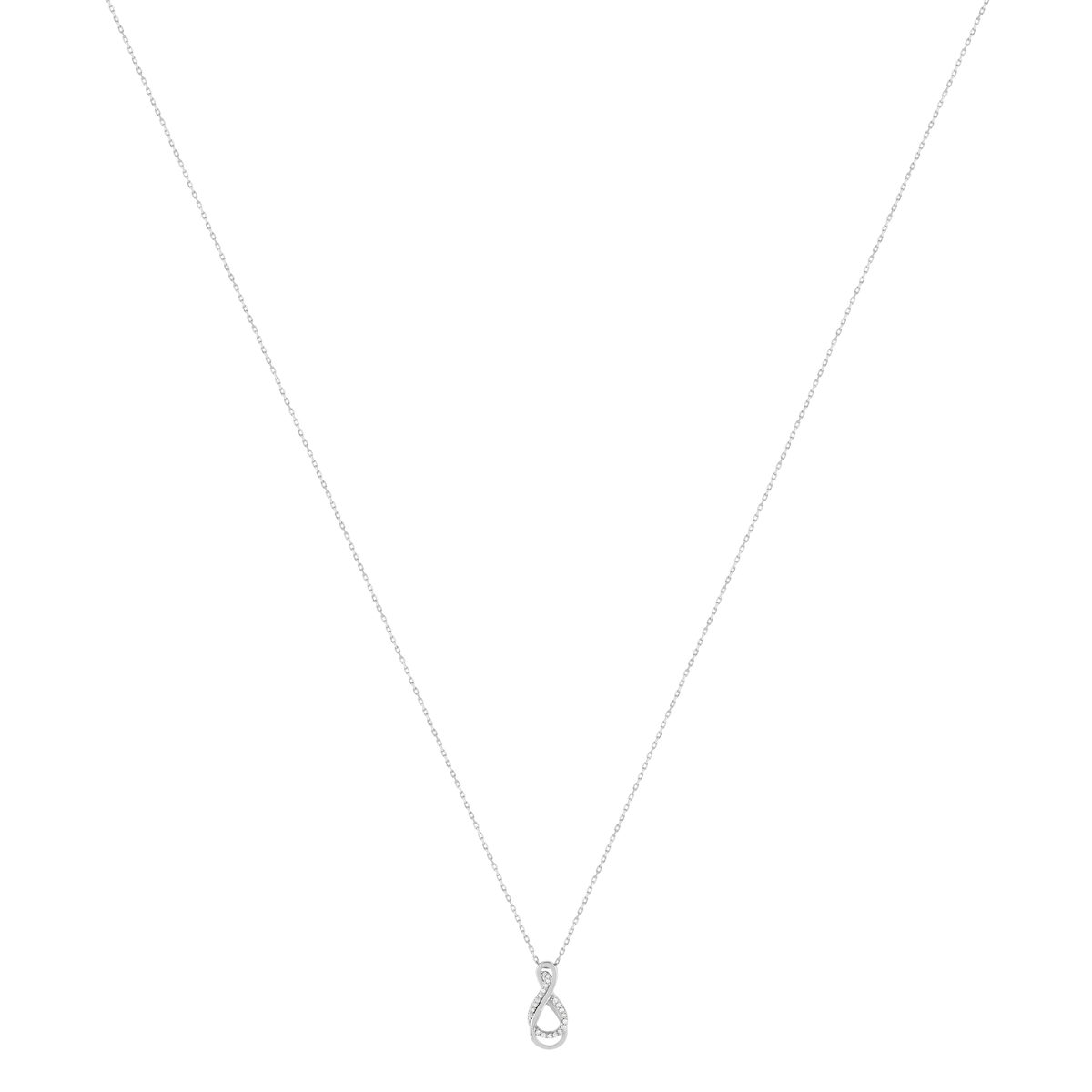 Collier or 375 blanc diamants, 45 cm - vue 2