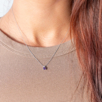 Collier or 375 blanc améthyste zirconia, 45 cm