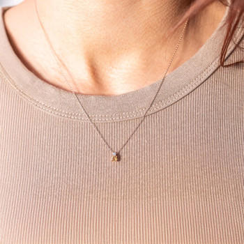 Collier or 375 rose citrine zirconia, 45 cm