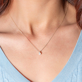 Collier or 375 jaune pierre de lune zirconia 45 cm