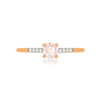 Bague or 375 rose grenat couleur champagne diamants