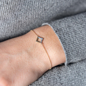 Bracelet or 375 2 tons diamant 18 cm