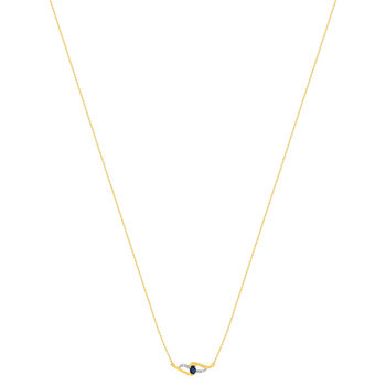 Collier or 375 2 tons saphir diamants 45 cm