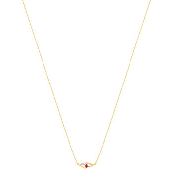 Collier or 375 jaune rubis diamants 45 cm