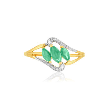 Bague or 375 jaune émeraude diamant