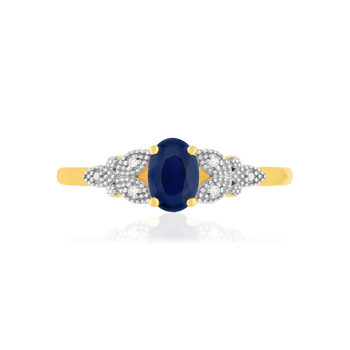 Bague or 375 2 tons saphir diamant