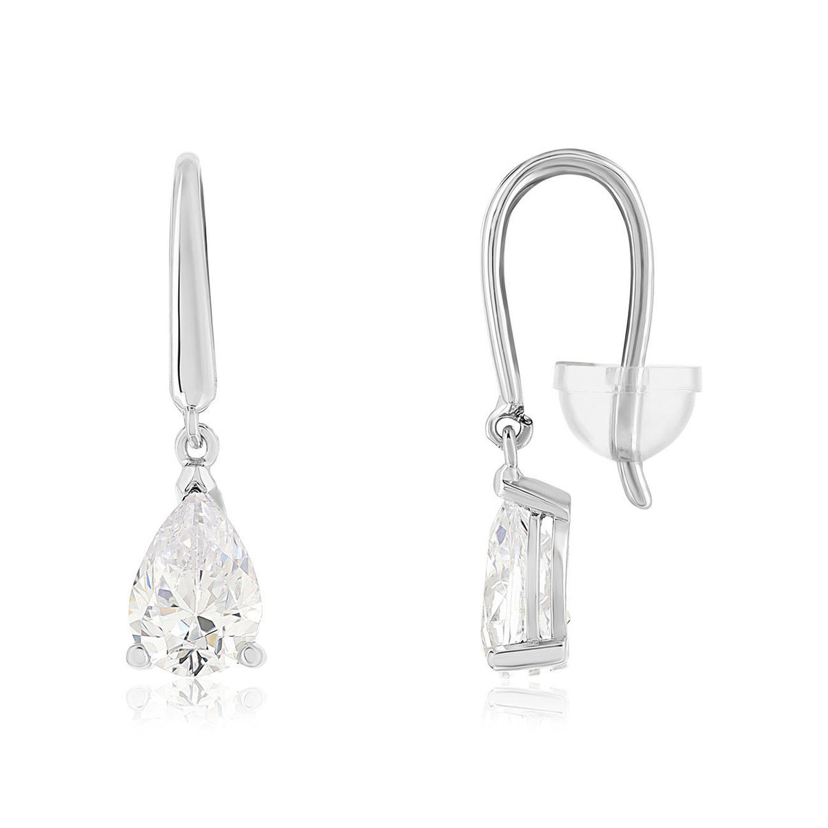 Boucles d'oreilles or 375 blanc zirconia blanc