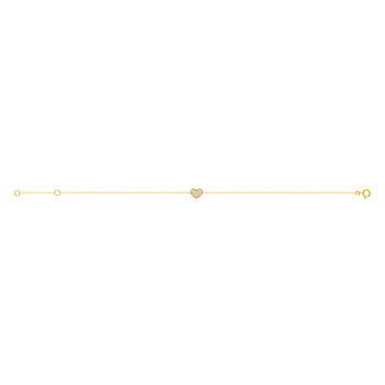 Bracelet or 375 jaune zirconias blancs 18,5 cm coeur