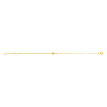 Bracelet or 375 jaune zirconias blancs 18,5 cm croix