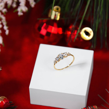 Bague or 375 jaune zirconias blancs