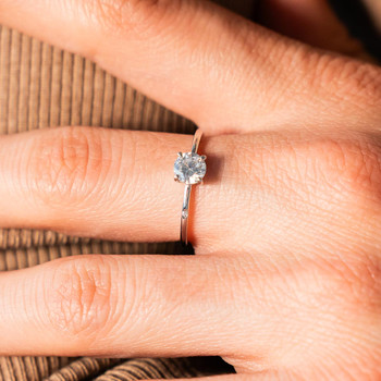 Bague or 375 blanc zirconia blanc
