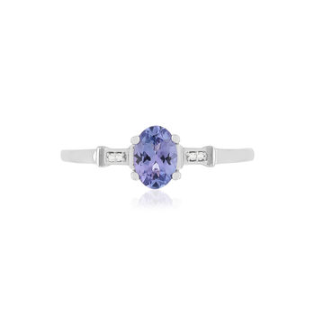 Bague or blanc 375 tanzanite diamants