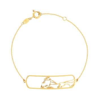 Bracelet or jaune 375 18 cm motif silhouette