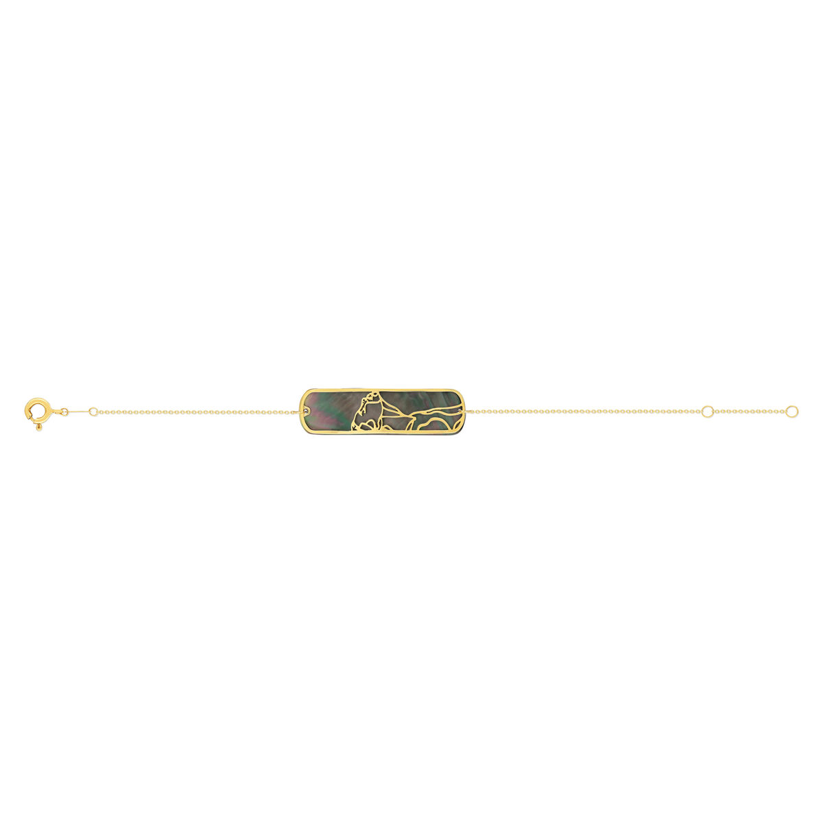 Bracelet or jaune 375 nacre 18 cm motif silhouette - vue 2
