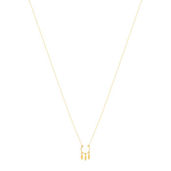 Collier or jaune 750 45 cm motif demi-cercle avec pampilles feuilles