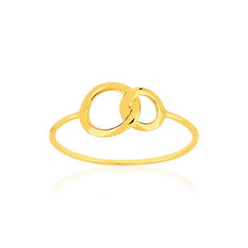 Bague or jaune 750 motif 2 anneaux entrelacés