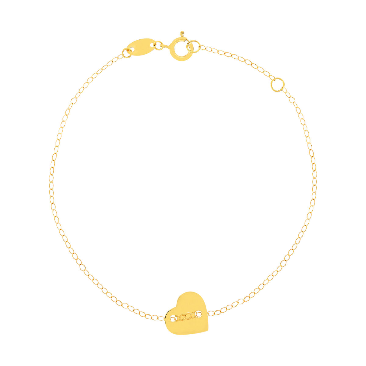 Bracelet or jaune 750 18 cm motif coeur