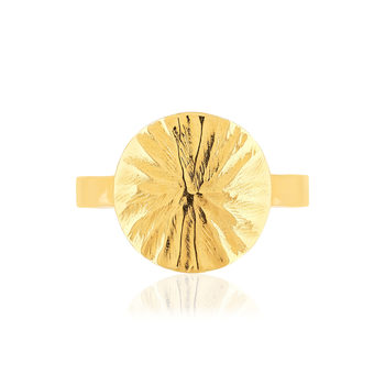 Bague plaqué or médaille martelée