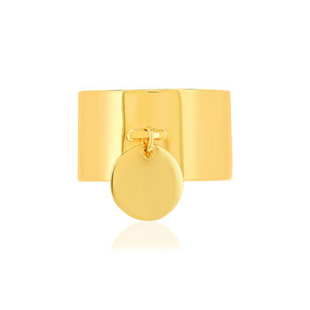 Bague plaqué or pampille disque
