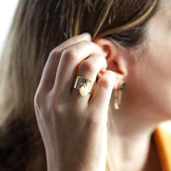 Bague plaqué or pampille disque