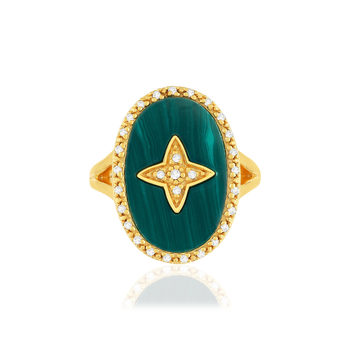 Bague plaqué or zirconias pierre imitation
