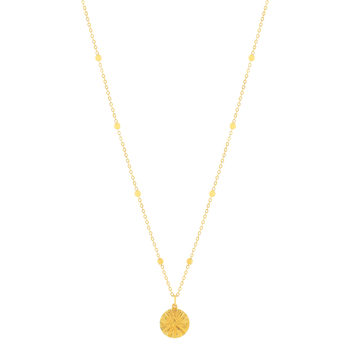 Gold-plated chased medal necklace 48 cm