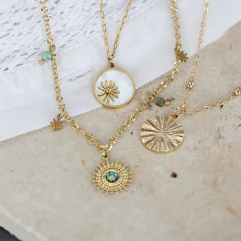 Gold-plated chased medal necklace 48 cm