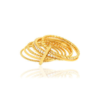 Bague semainier plaqué or zirconias