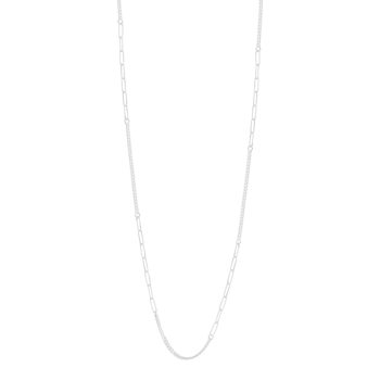 Sautoir argent 925, maille trombone et gourmette 80cm