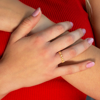 Bague plaqué or motif soleil perlé