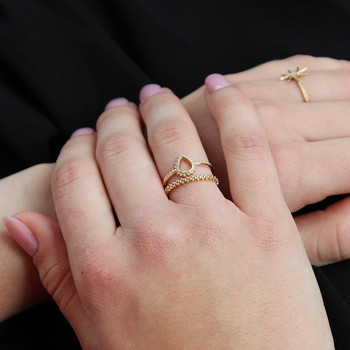 Bague plaqué or motif goutte perlé
