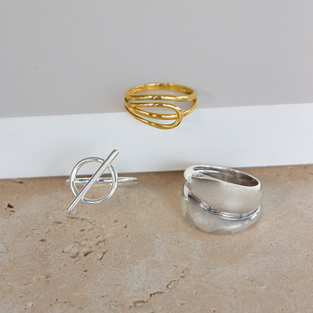 Bague argent 925 motif anneau et barrette