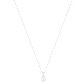Collier argent 925 perle de culture de chine et zirconia 45 cm