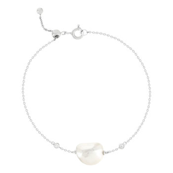 Bracelet argent 925 perle de culture de chine zirconias