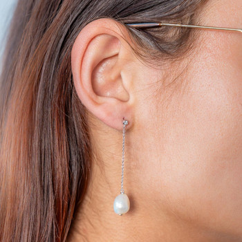 Boucles d'oreilles argent 925 perles de culture de chine zirconias