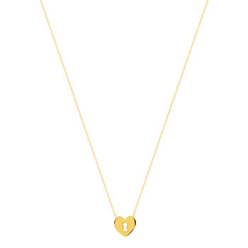 Collier plaqué or motif coeur et serrure 45 cm