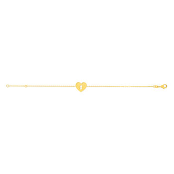 Bracelet plaqué or motif coeur et serrure 18 cm
