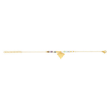 Bracelet acier jaune pierres naturelles 20 cm