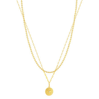 Collier acier jaune pierre imitation blanche étoile 41,5 cm