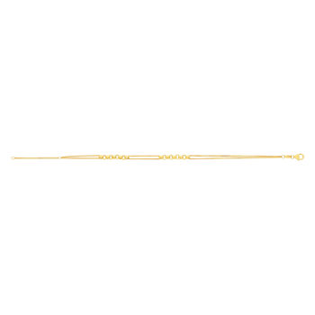 Bracelet or jaune 375 double chaîne motif maille jaseron 19 cm