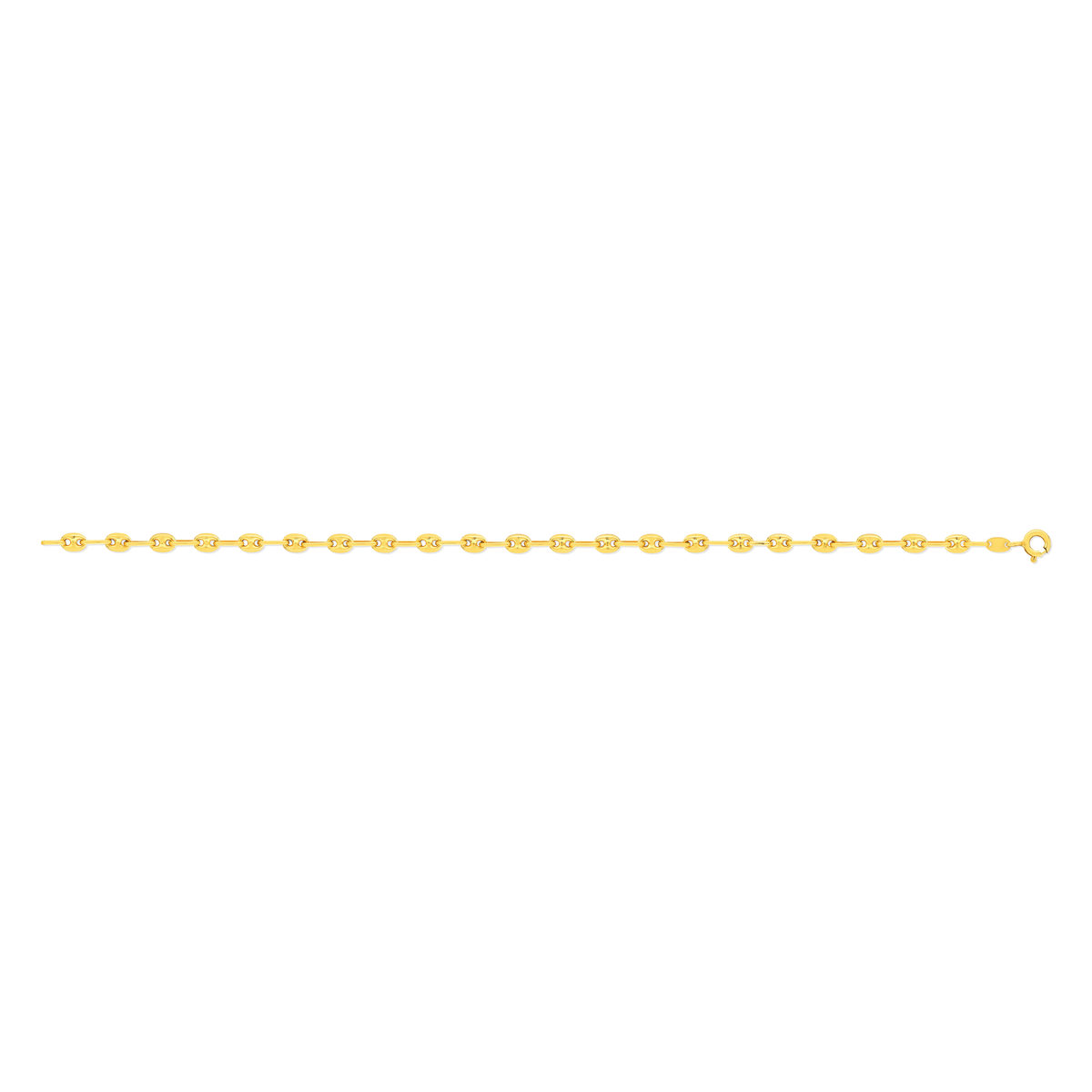Bracelet or 375 jaune, maille grain de café, 18.5 cm - vue 2