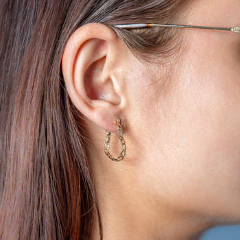 Boucles d'oreilles or jaune 375 maille gourmette en forme de coeur