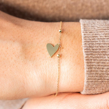 Bracelet or jaune 375 pampille coeur 19 cm