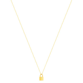Collier or jaune 375 motif cadenas 45 cm