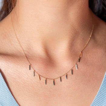 Collier or jaune 375 pampilles 43 cm