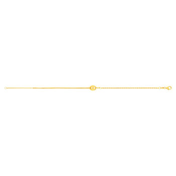 Bracelet or jaune 375 asymétrique, motif grain de café 19 cm