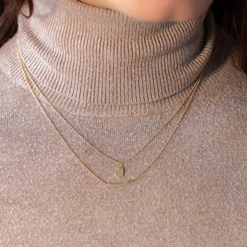 Collier or jaune 375 double rang motif coeur et barrette 42 cm