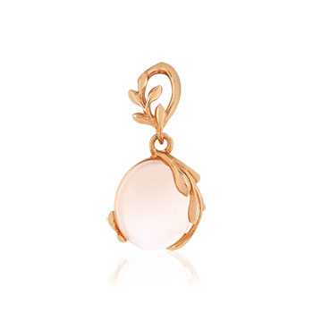 Pendentif or 375 rose quartz