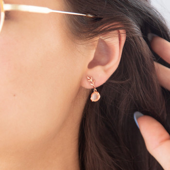 Boucles d'oreilles or 375 rose quartz