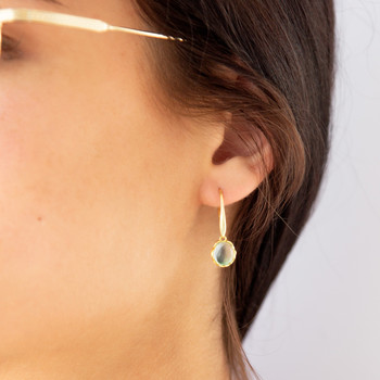 Boucles d'oreilles or 375 jaune quartz verts